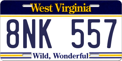 WV license plate 8NK557