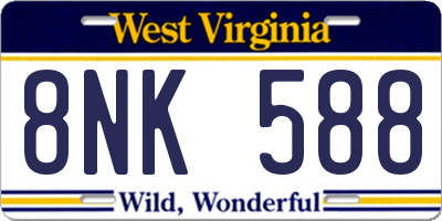 WV license plate 8NK588