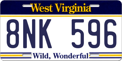 WV license plate 8NK596