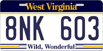 WV license plate 8NK603