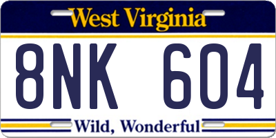 WV license plate 8NK604