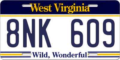 WV license plate 8NK609