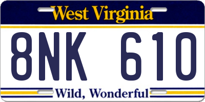 WV license plate 8NK610