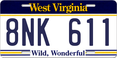 WV license plate 8NK611