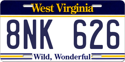 WV license plate 8NK626
