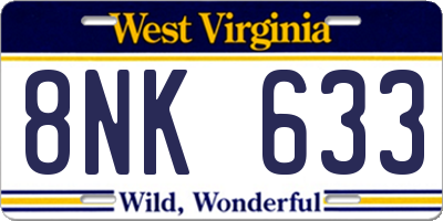 WV license plate 8NK633
