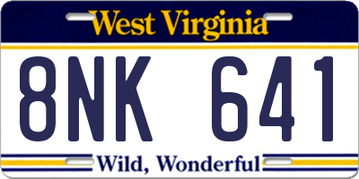 WV license plate 8NK641