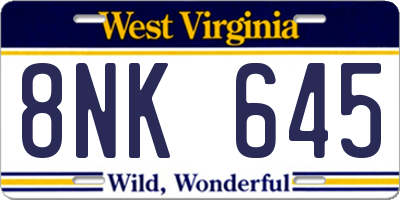 WV license plate 8NK645