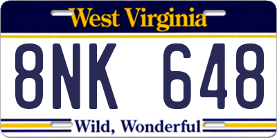 WV license plate 8NK648