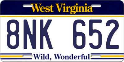 WV license plate 8NK652