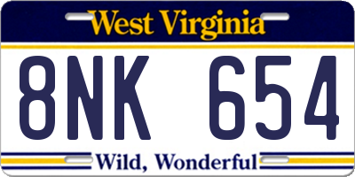 WV license plate 8NK654
