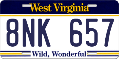 WV license plate 8NK657
