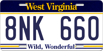 WV license plate 8NK660