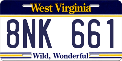 WV license plate 8NK661