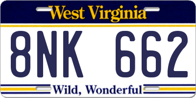 WV license plate 8NK662