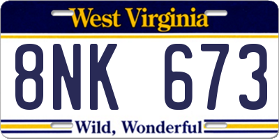WV license plate 8NK673