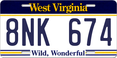 WV license plate 8NK674