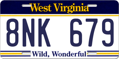 WV license plate 8NK679
