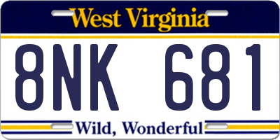 WV license plate 8NK681