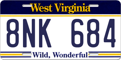 WV license plate 8NK684