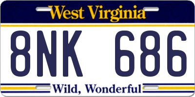 WV license plate 8NK686