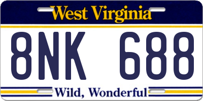WV license plate 8NK688