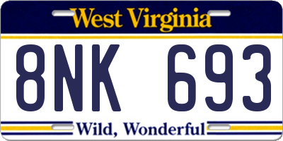 WV license plate 8NK693