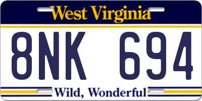 WV license plate 8NK694