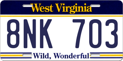 WV license plate 8NK703
