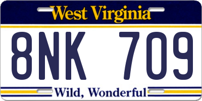 WV license plate 8NK709