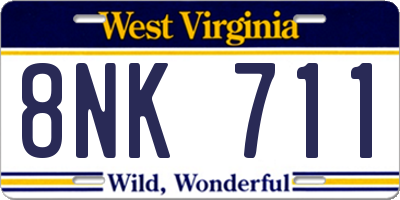 WV license plate 8NK711