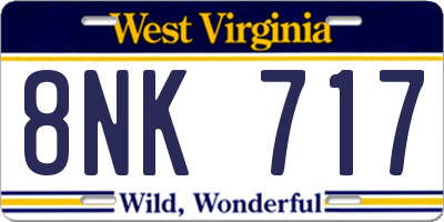 WV license plate 8NK717