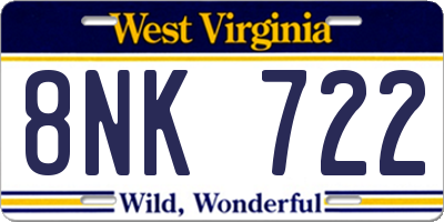WV license plate 8NK722