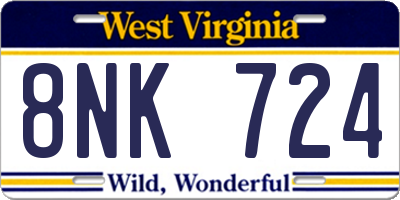WV license plate 8NK724