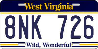 WV license plate 8NK726