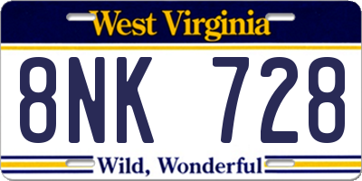 WV license plate 8NK728