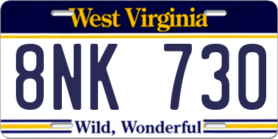 WV license plate 8NK730