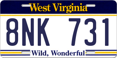 WV license plate 8NK731
