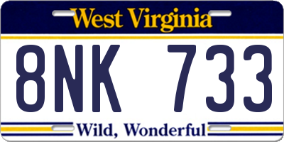WV license plate 8NK733