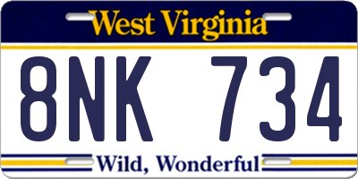 WV license plate 8NK734