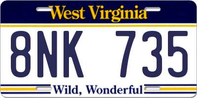 WV license plate 8NK735