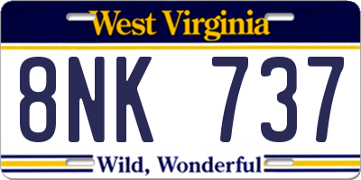 WV license plate 8NK737