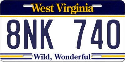 WV license plate 8NK740