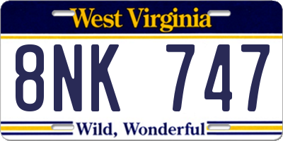 WV license plate 8NK747