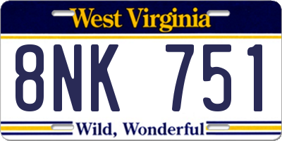 WV license plate 8NK751