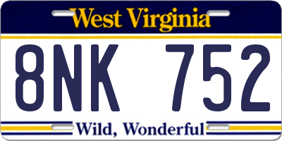 WV license plate 8NK752