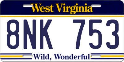 WV license plate 8NK753