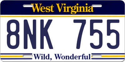 WV license plate 8NK755