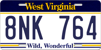 WV license plate 8NK764