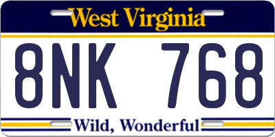 WV license plate 8NK768